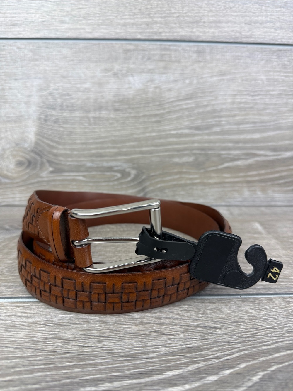 Paul Fredrick Aniline Kipskin Shoulders 76132 Men’s Sz 42 Brown Leather Belt USA